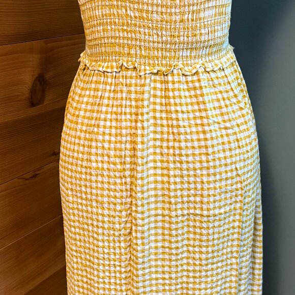 Mustard & Cream Gingham Ruffle Sleeves Maxi Dress - Picture 2 of 5
